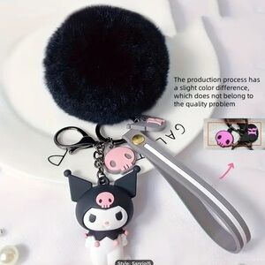 Sanrio Cute Keychain with Black Puff